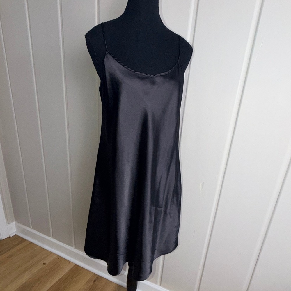 Honors Intimates Black Satin Slip Dress Spaghetti Strap 90s Vintage Minimalist